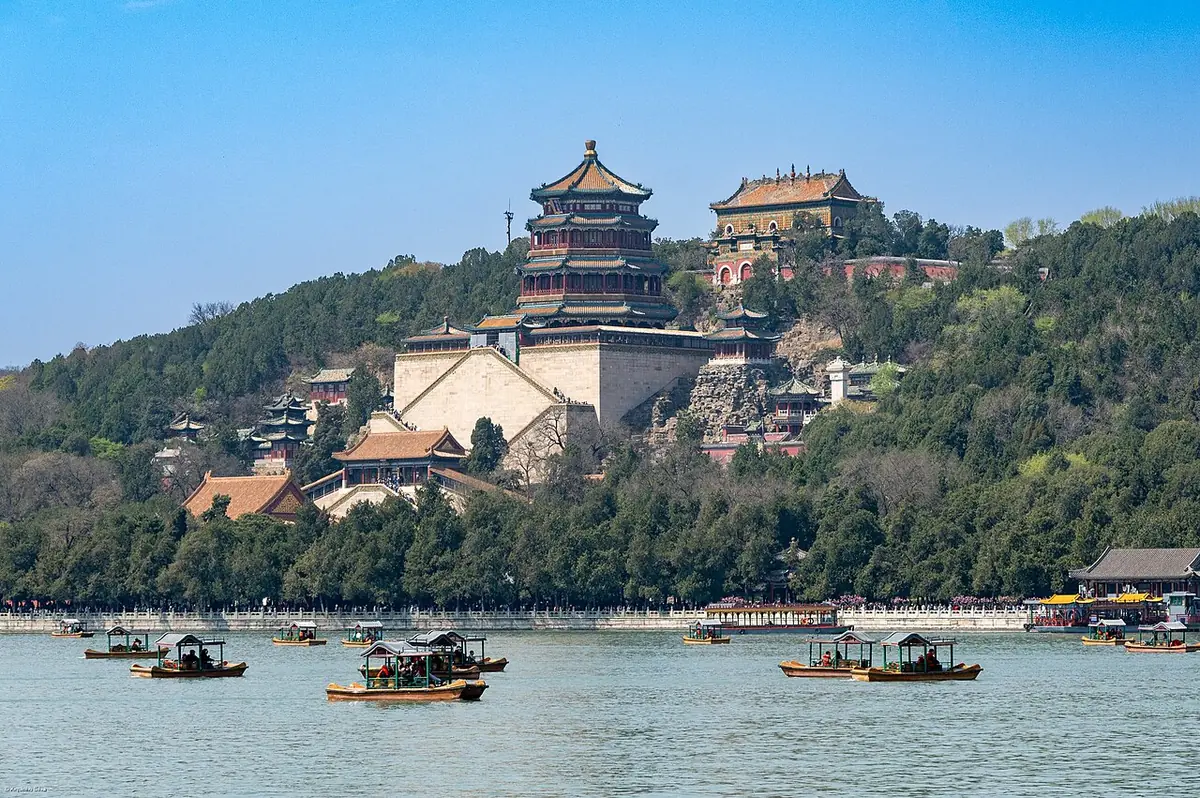 Longevity Hill and palace buildings across Kunming Lake at Beijing’s Summer Palace