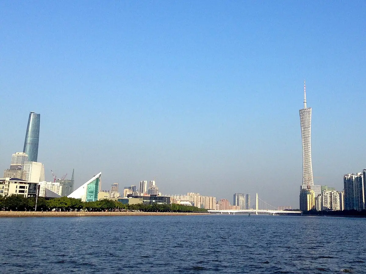 Canton Tower across the Pearl River from Ersha Island in Guangzhou